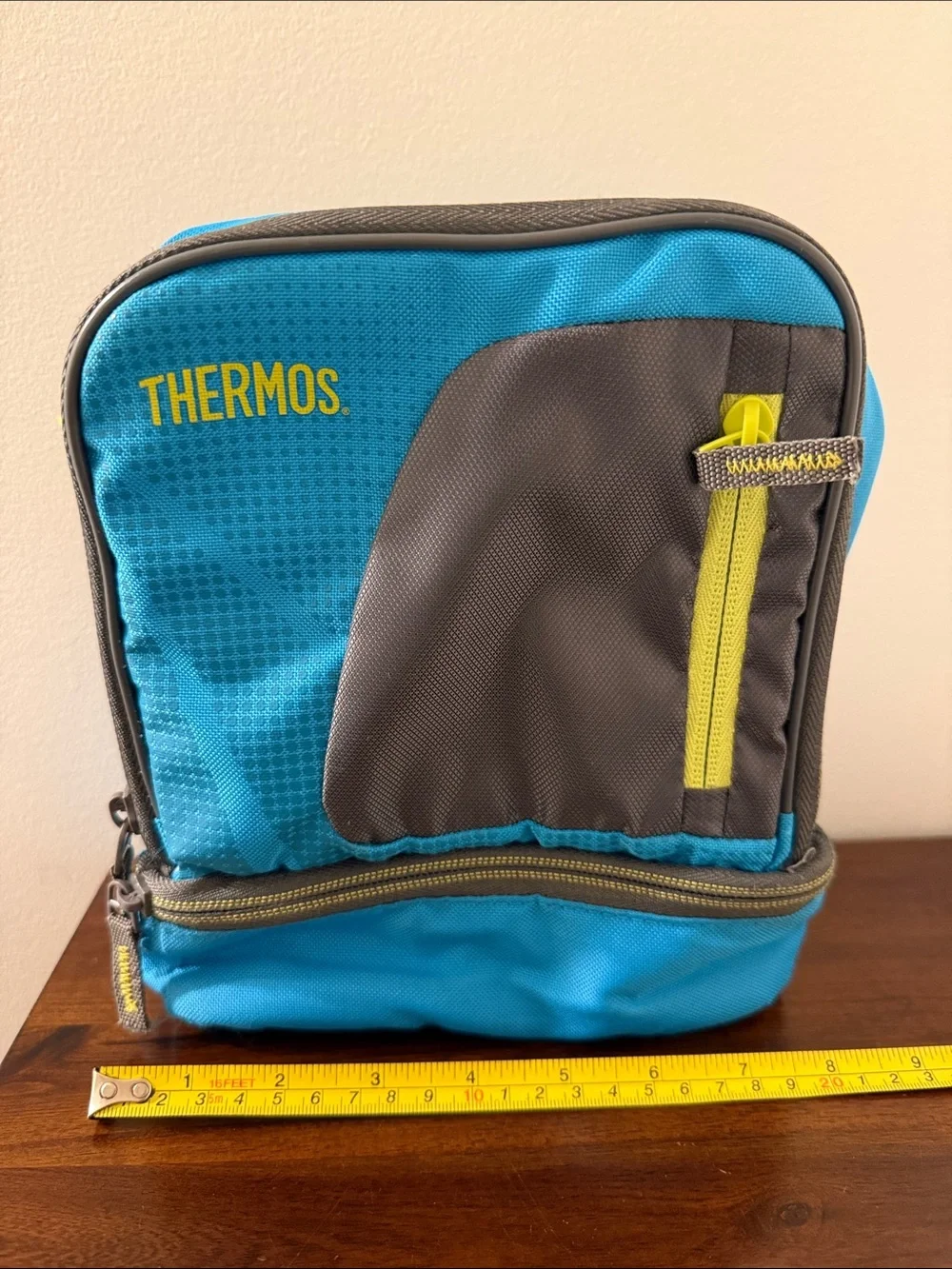 Thermos Dual Compartment Lunch Box Blue Gray Green Insulated Cooler Mesh Pocket